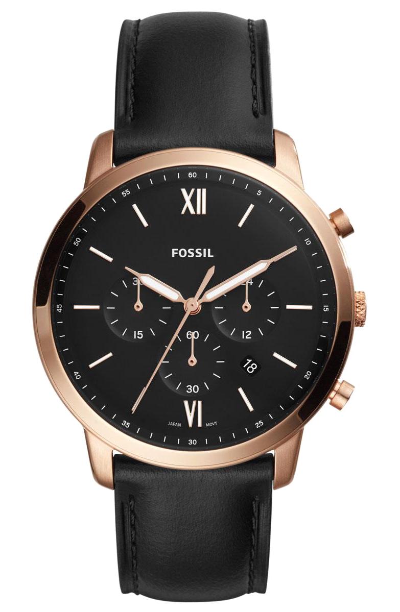 Fossil FFS5381 Takvimli 44 mm Siyah Deri Kordon Analog Erkek Kol Saati