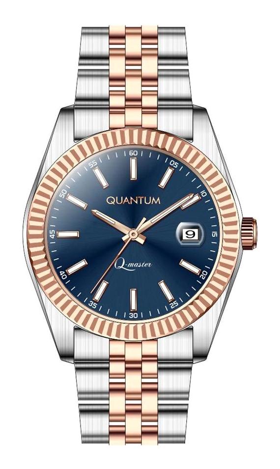 Quantum QMG941.590 Takvimli 42 mm Altın-Çelik Kordon Analog Erkek Kol Saati