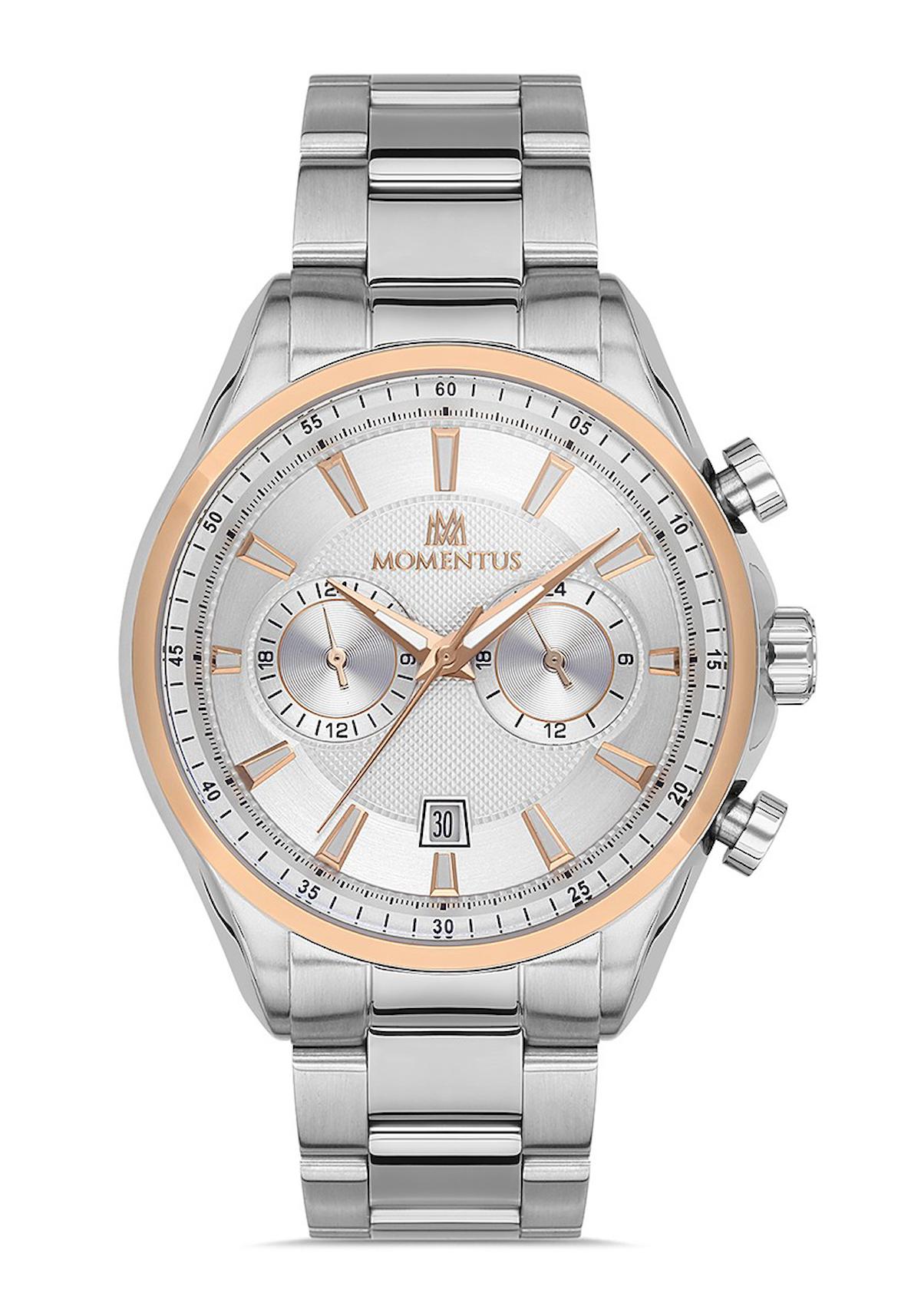 Momentus CC102T-02SR Takvimli 43 mm Çelik Kordon Analog Erkek Kol Saati