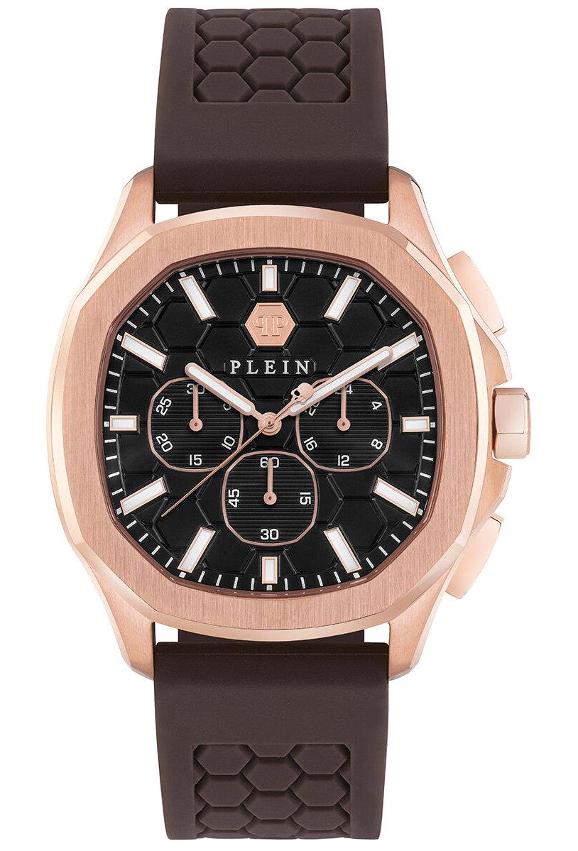 Philipp Plein PWSAA0523 Takvimli 44 mm Kahverengi Silikon Kordon Analog Erkek Kol Saati