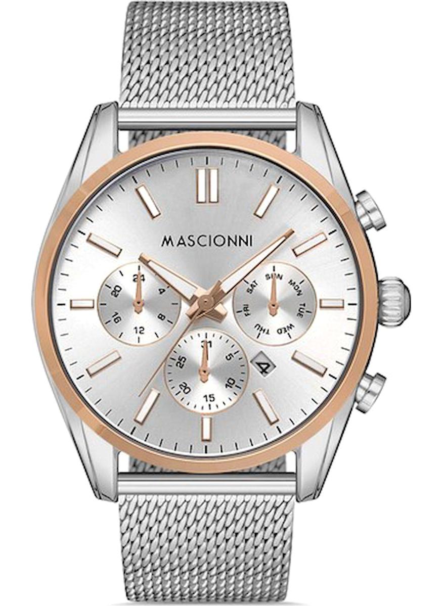 Mascionni M.1.1070M.03 Takvimli 46 mm Çelik-Hasır Kordon Analog Erkek Kol Saati