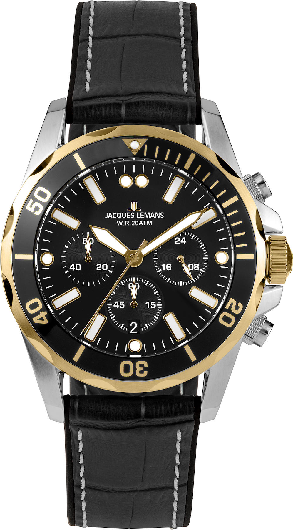 Jacques Lemans LİVERPOOL 1-2091D Takvimli 44 mm Siyah Çelik Kordon Analog Erkek Kol Saati