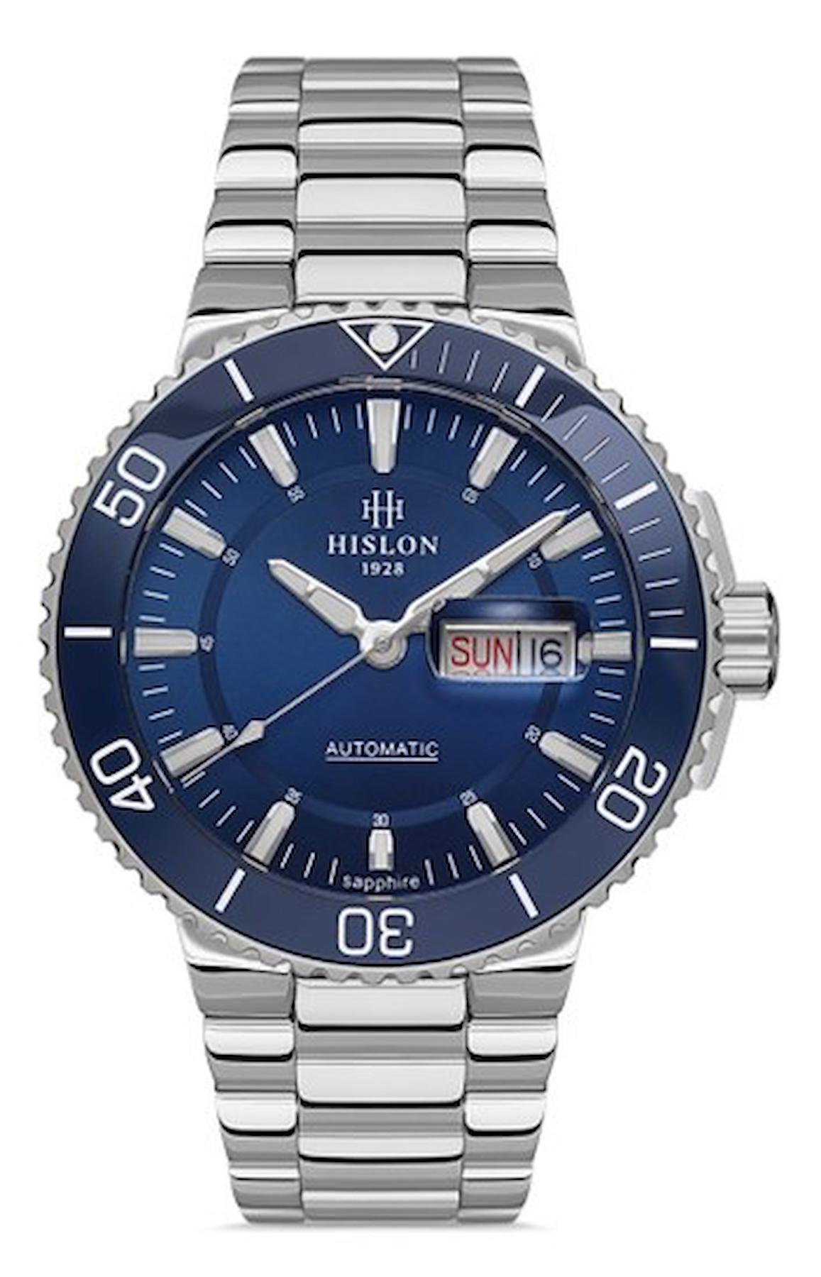 Hislon SD137T-11SS Takvimli 43 mm Çelik Kordon Analog Kol Saati