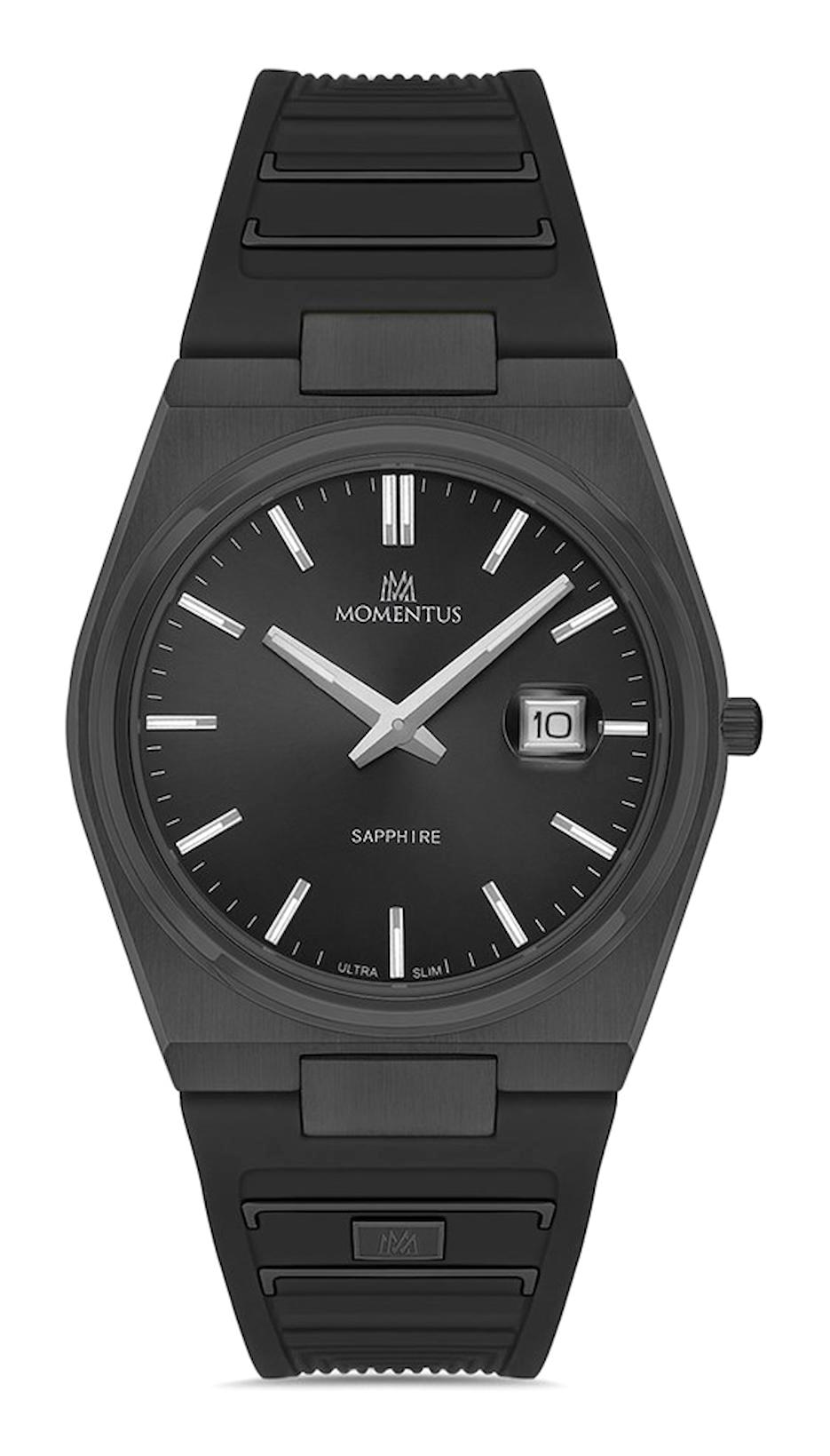 Momentus EM345B-04BS Takvimli 43 mm Siyah Plastik Kordon Analog Erkek Kol Saati
