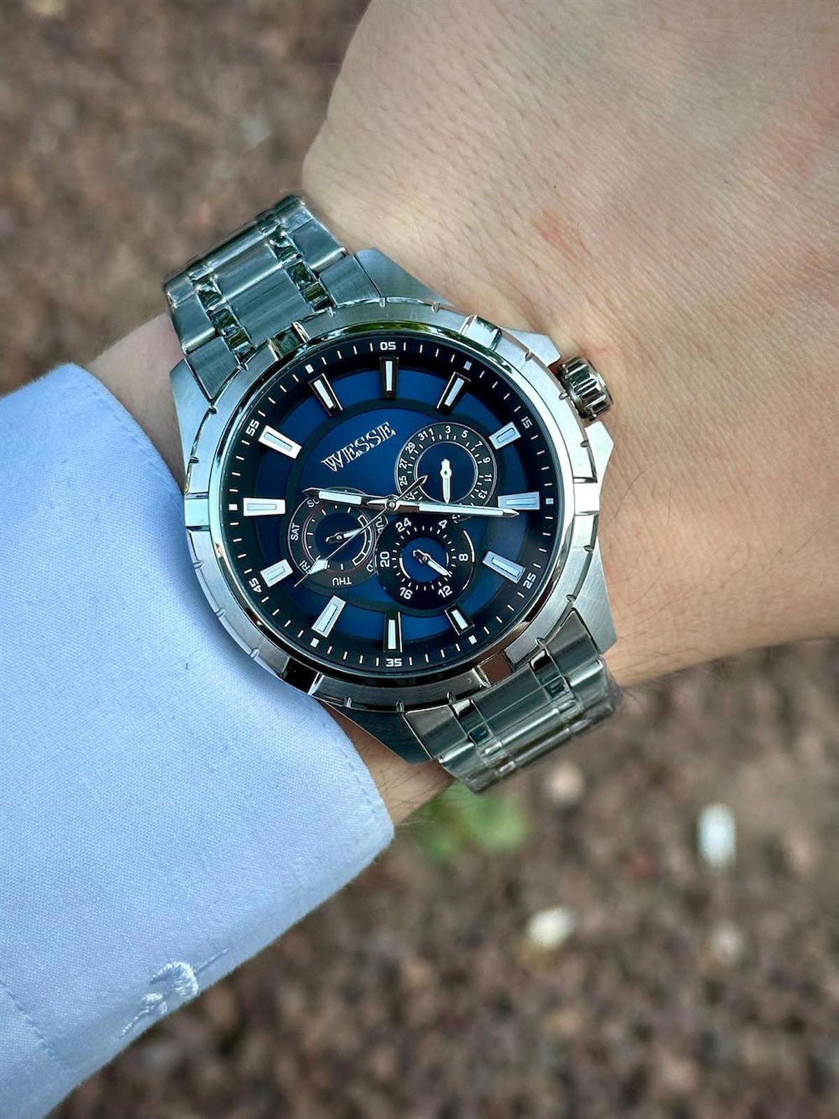 Wesse WWG207804 Pusulalı Takvimli 45 mm Metal Kordon Analog Kol Saati