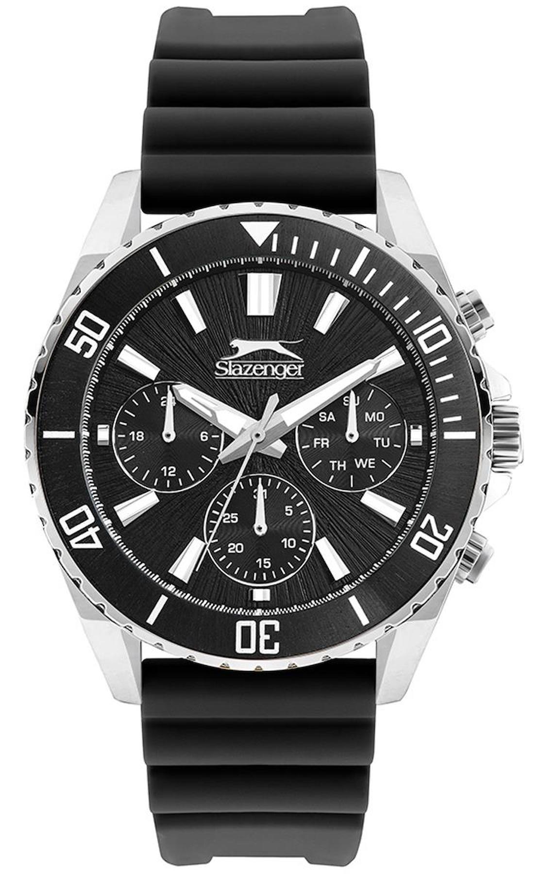 Slazenger SL.09.2274.2.01 Takvimli 44 mm Siyah Silikon Kordon Analog Erkek Kol Saati