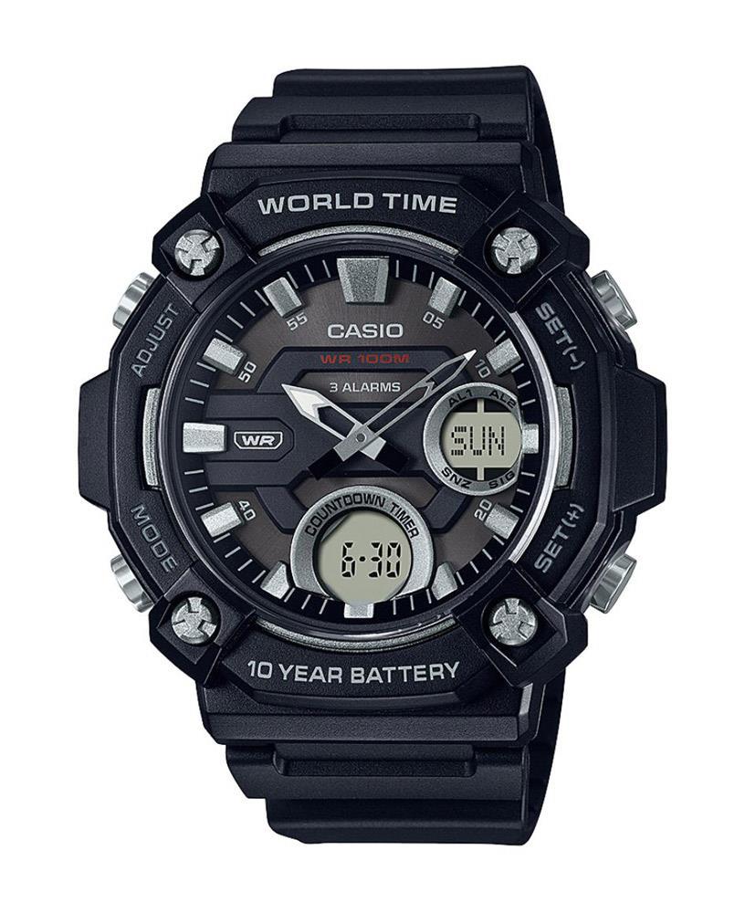 Casio AEQ-120W-1AVDF Takvimli 52.2 mm Siyah Silikon Kordon Analog Kol Saati
