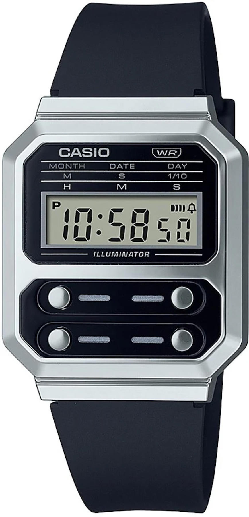 Casio A100WEF-1A Takvimli 32.7 mm Gri Silikon Kordon Analog Kol Saati