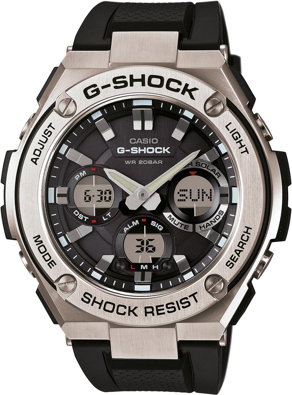 Casio GST-S110-1A Takvimli 52.4 mm Siyah Silikon Kordon Analog Kol Saati
