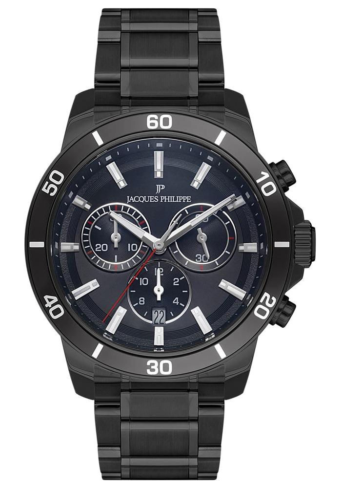 Jacques Philippe JPQGC154311 Takvimli 44 mm Siyah Çelik Kordon Analog Erkek Kol Saati