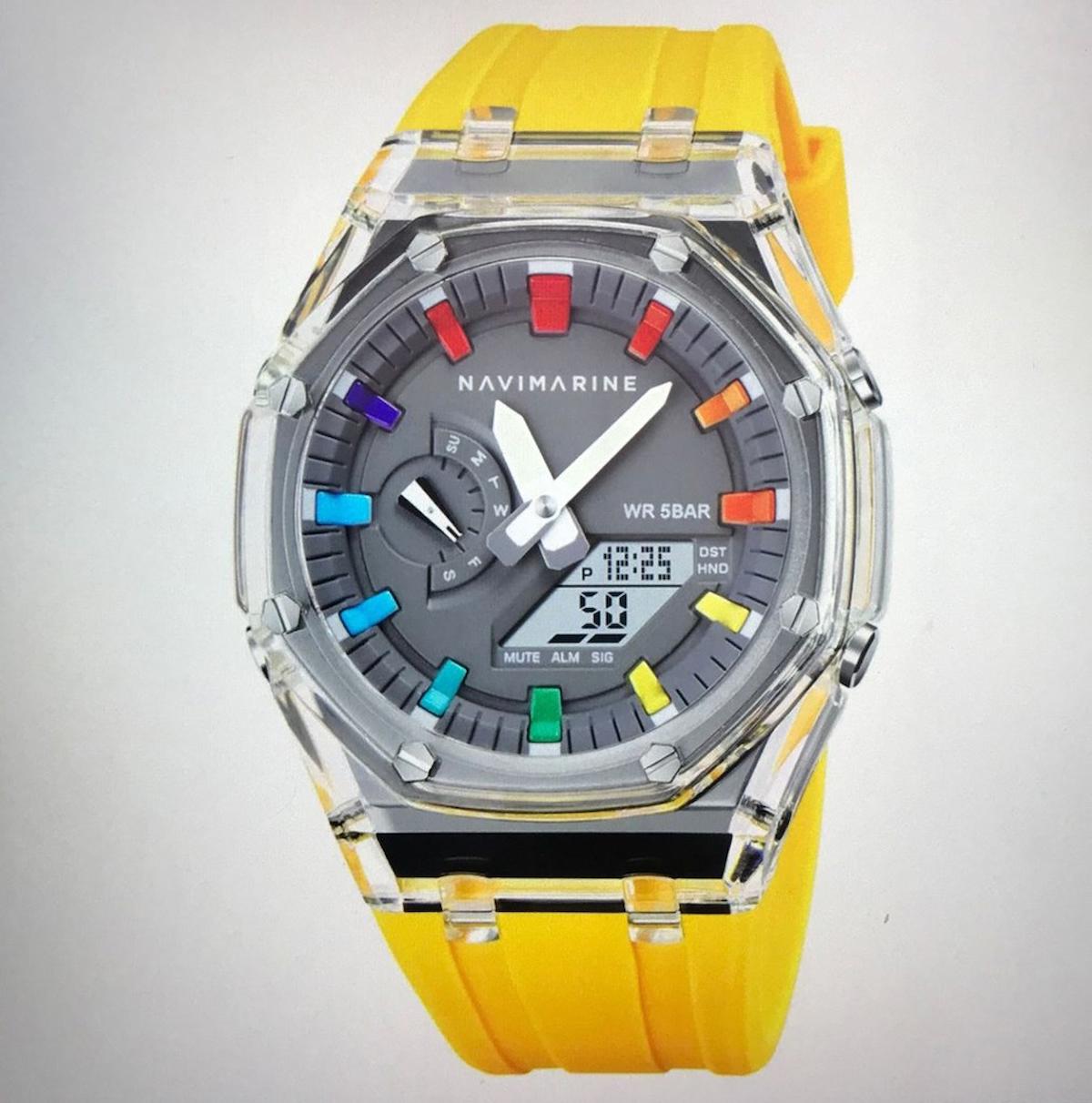Navimarine AZR001-02 Takvimli 43 mm Sarı Çelik Kordon Analog Kol Saati