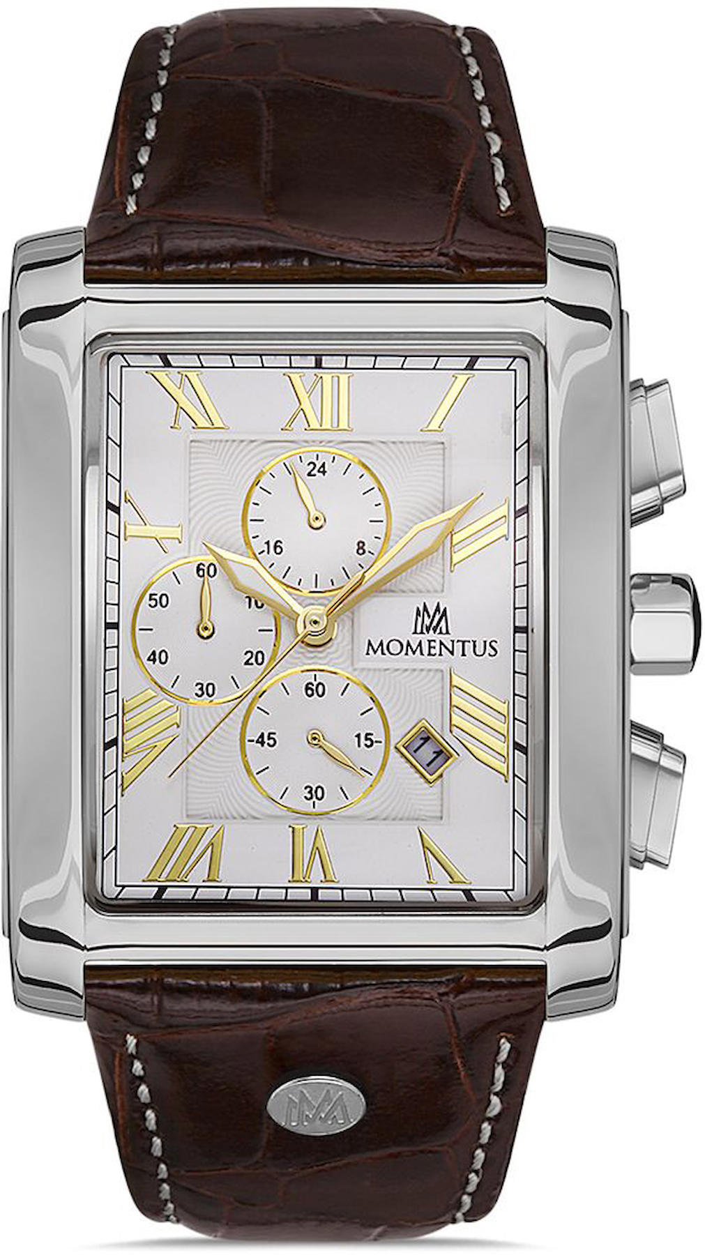 Momentus TM111S-02KG Takvimli 43 mm Kahverengi Deri Kordon Analog Erkek Kol Saati