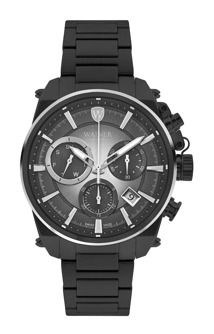 Wainer WA.19200-D Pusulalı Takvimli 46 mm Siyah Çelik Kordon Analog Erkek Kol Saati