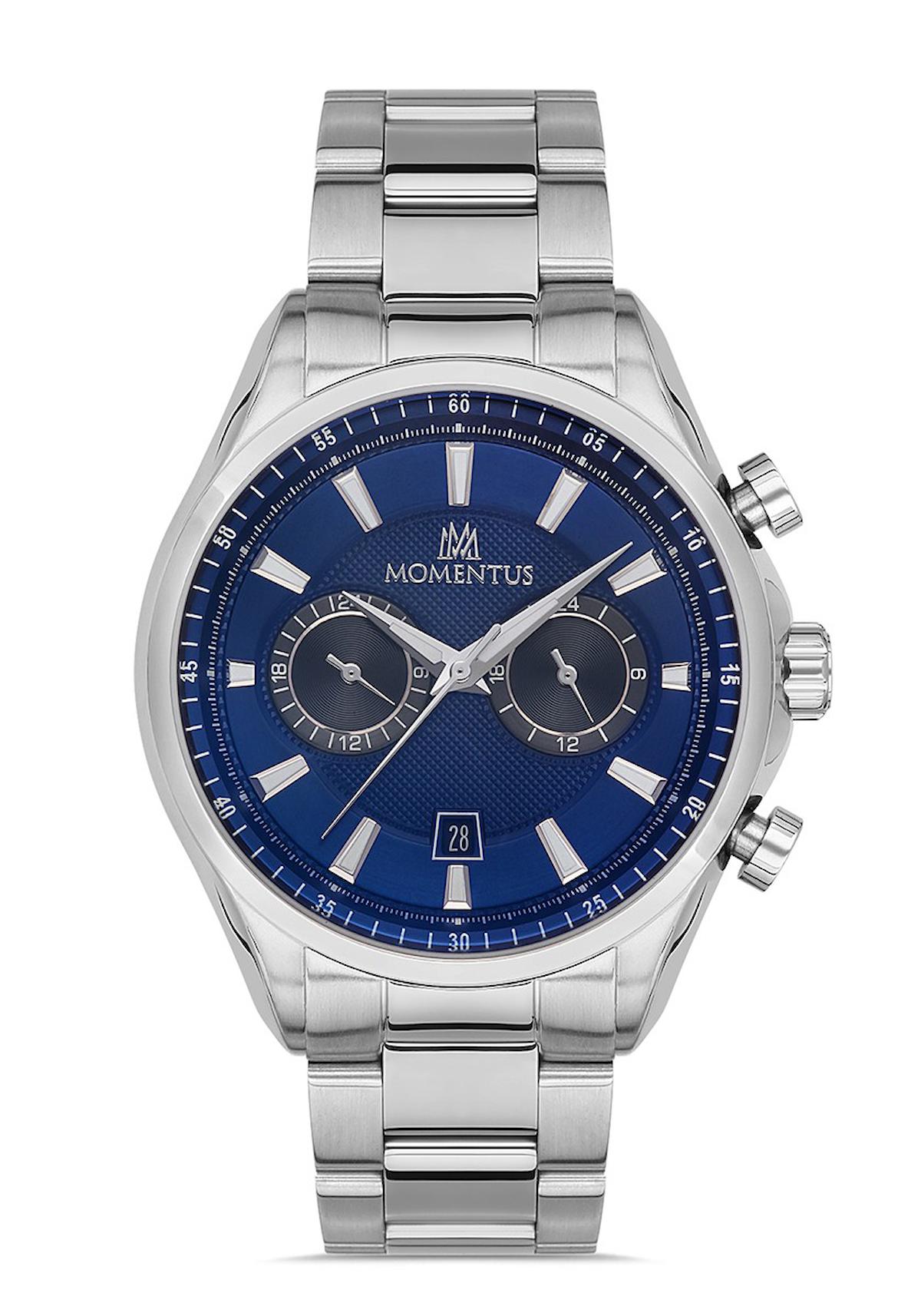 Momentus CC102S-11SS Takvimli 43 mm Çelik Kordon Analog Erkek Kol Saati
