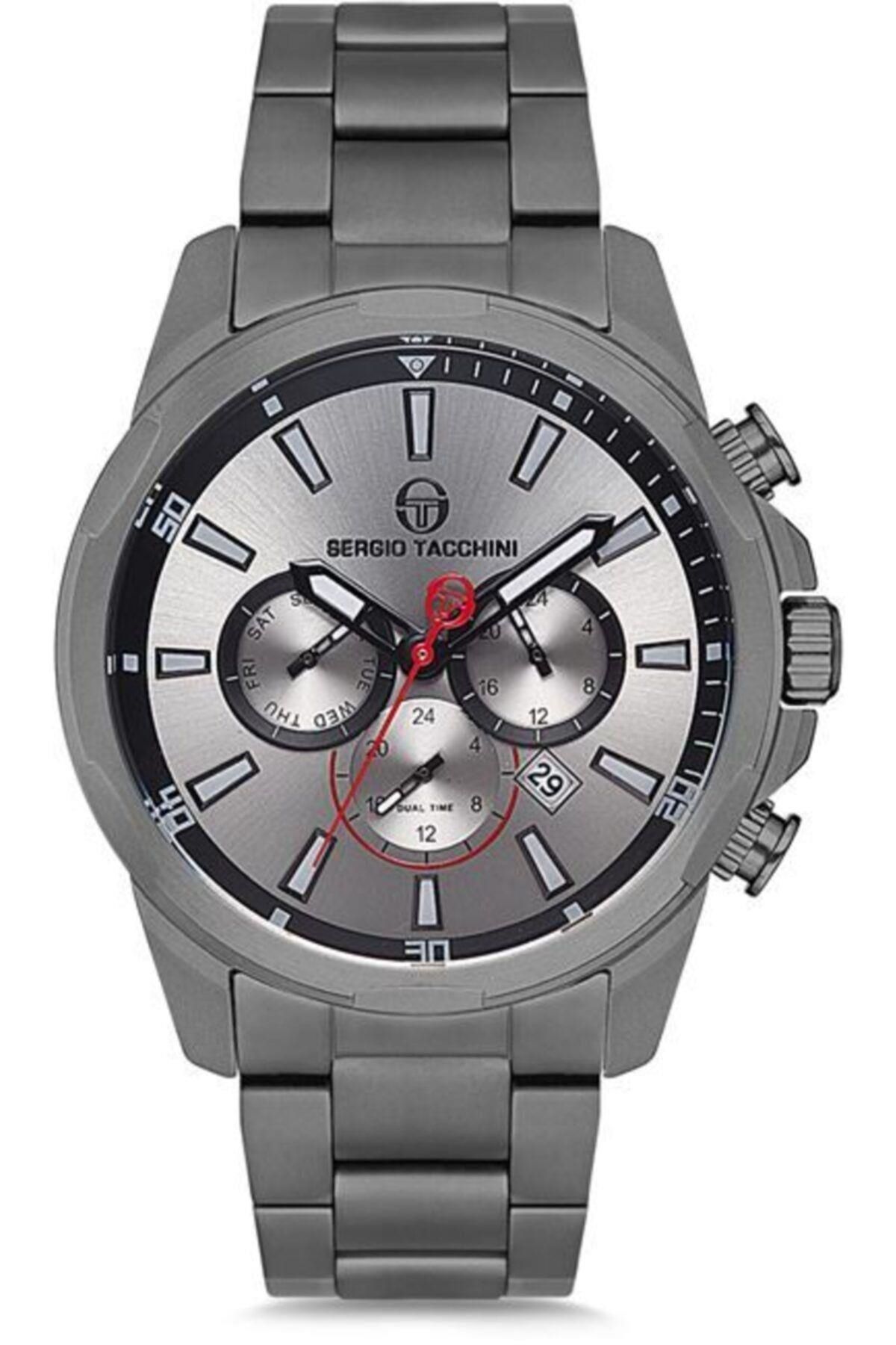 Sergio Tacchini ST.1.10069.4 Takvimli 45 mm Antrasit Çelik Kordon Analog Erkek Kol Saati