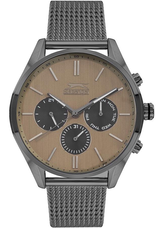 Slazenger SL.09.1891.2.03 Takvimli 46 mm Füme Çelik Kordon Analog Erkek Kol Saati