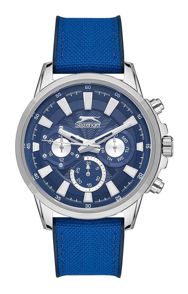 Slazenger SL.09.1956.2.03 Takvimli 42 mm Mavi Kanvas Kordon Analog Erkek Kol Saati