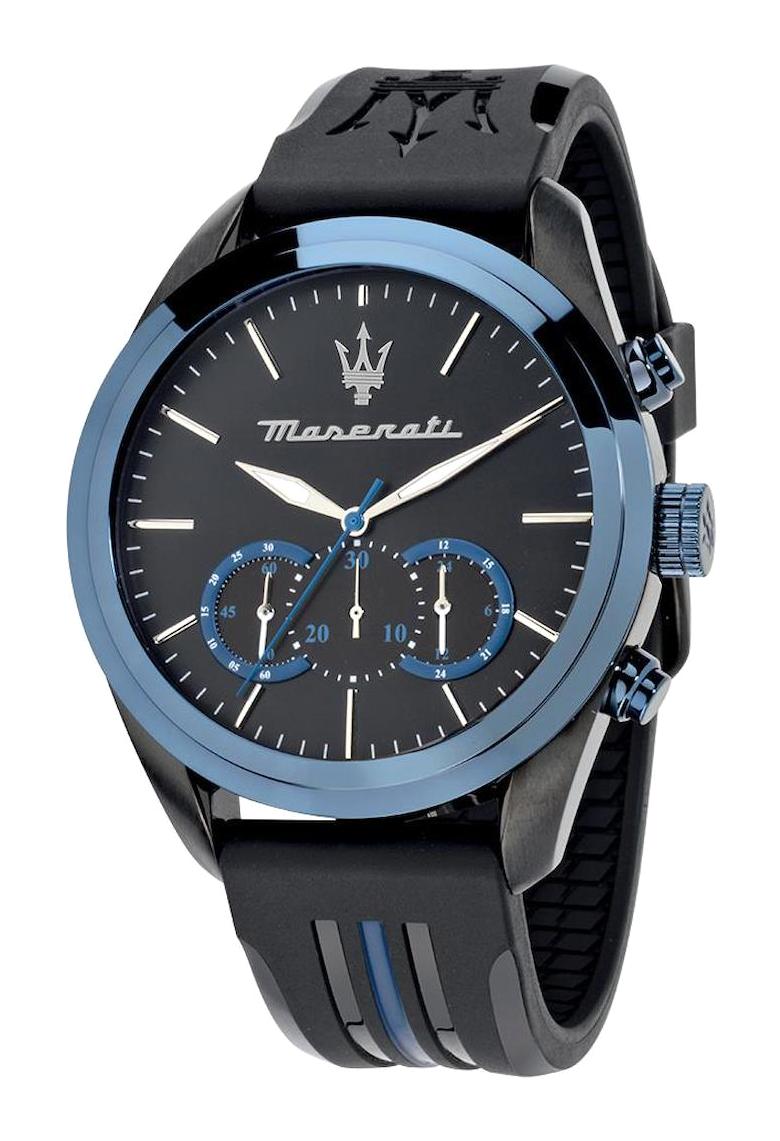 Maserati R8871612006 Takvimli 45 mm Siyah- Lacivert Silikon Kordon Analog Erkek Kol Saati