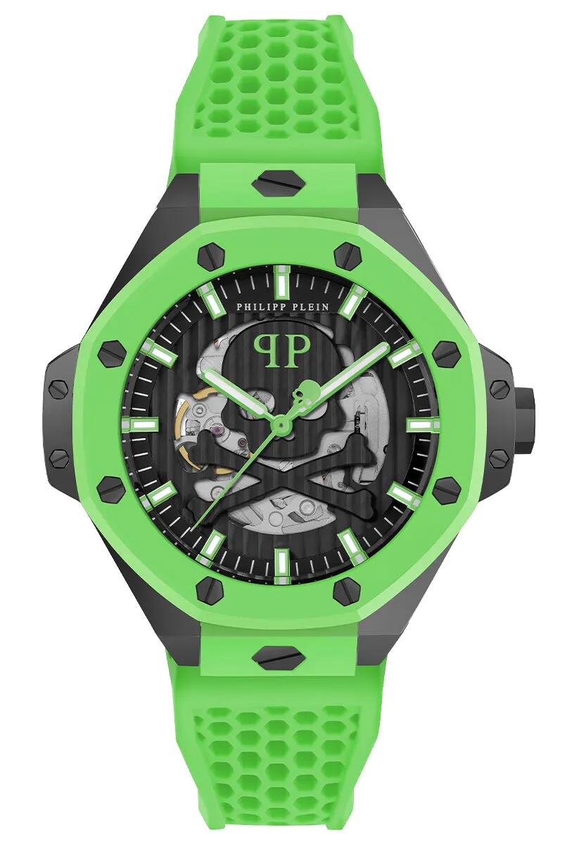 Philipp Plein PWPFA0624 Takvimli 44 mm Yeşil Silikon Kordon Analog Erkek Kol Saati