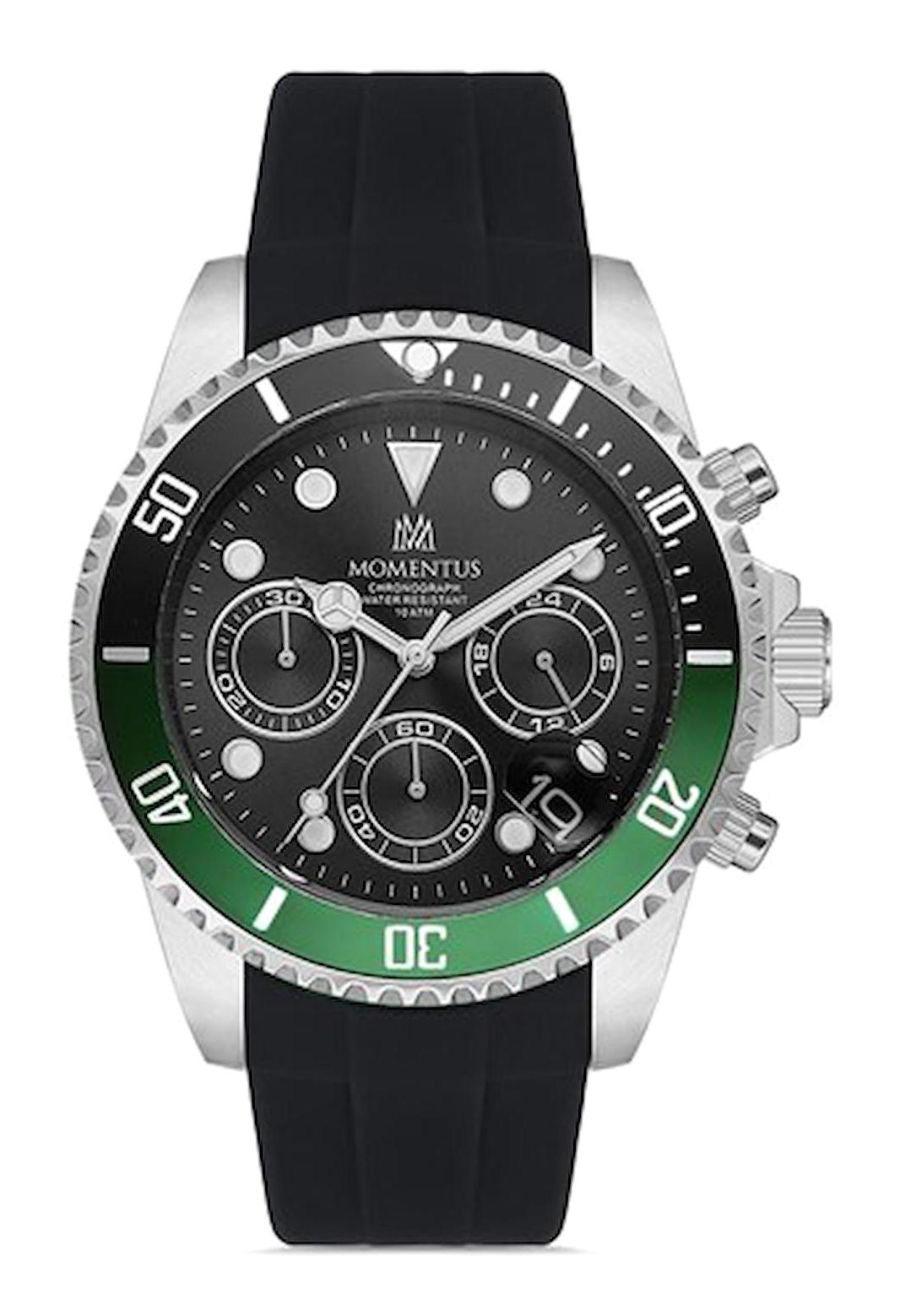 Momentus SM361T-04BS Takvimli 44 mm Siyah Silikon Kordon Analog Erkek Kol Saati