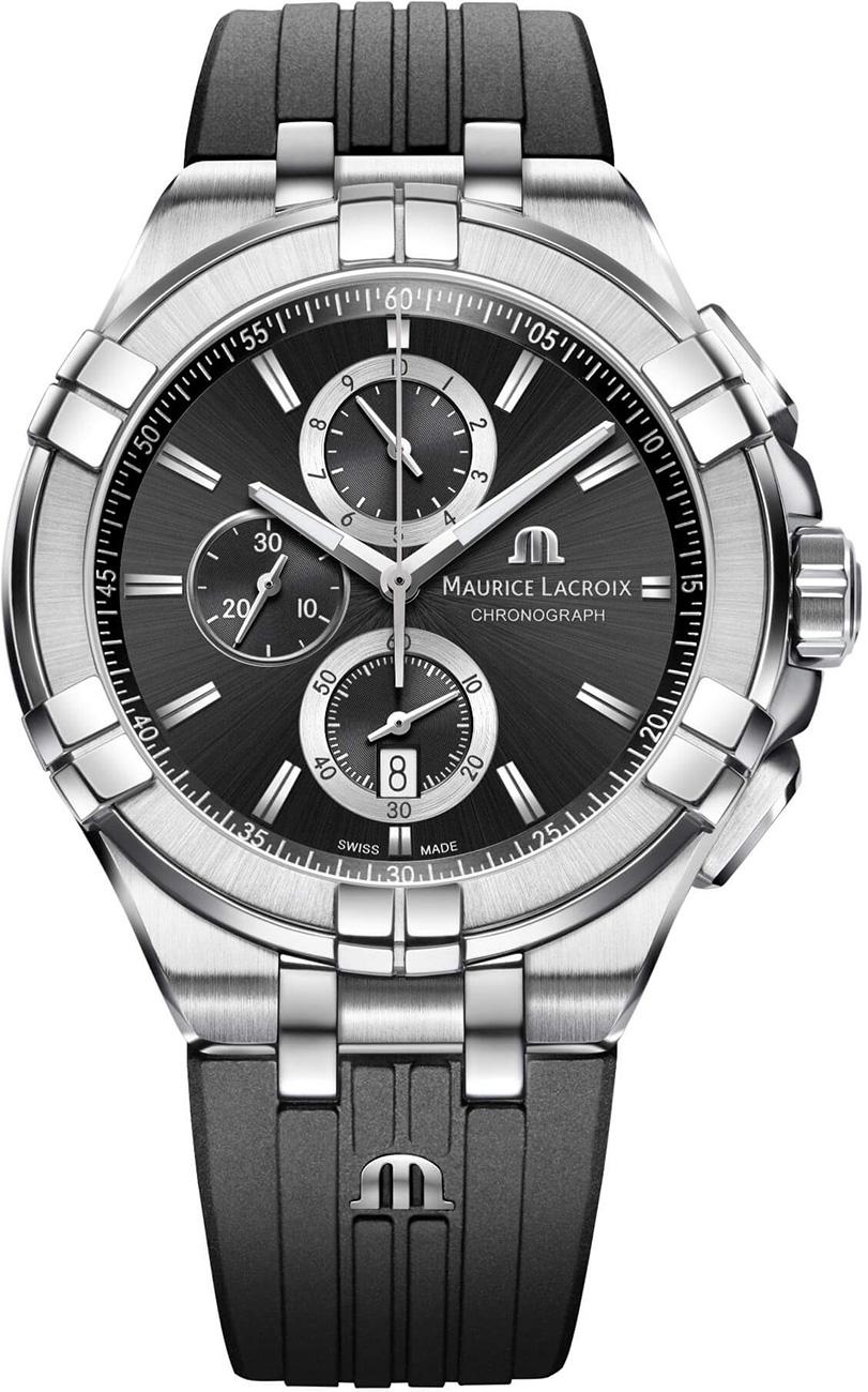 Maurice Lacroix AI1018SS001330-2 Takvimli 44 mm Siyah Çelik Kordon Analog Erkek Kol Saati