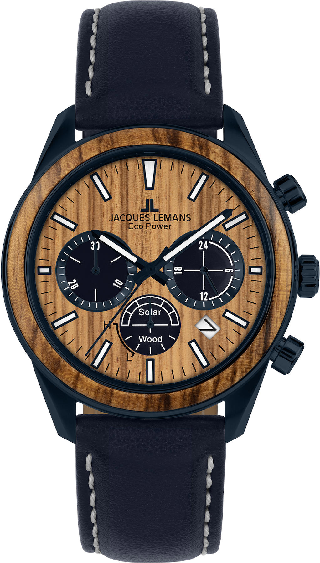 Jacques Lemans 1-2115N Pusulalı Takvimli 44 mm Lacivert Deri Kordon Analog Kol Saati