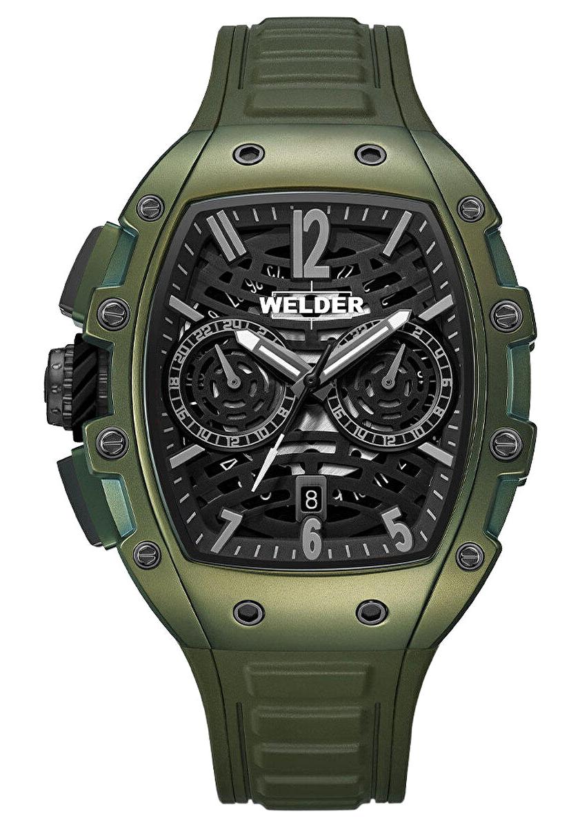 Welder Watch WRM2002 Pusulalı Takvimli 44 mm Yeşil Silikon Kordon Analog Erkek Kol Saati