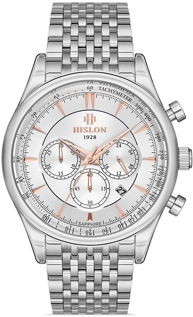 Hislon MS101S-02SR Pusulalı Takvimli 44 mm Çelik Kordon Analog Erkek Kol Saati