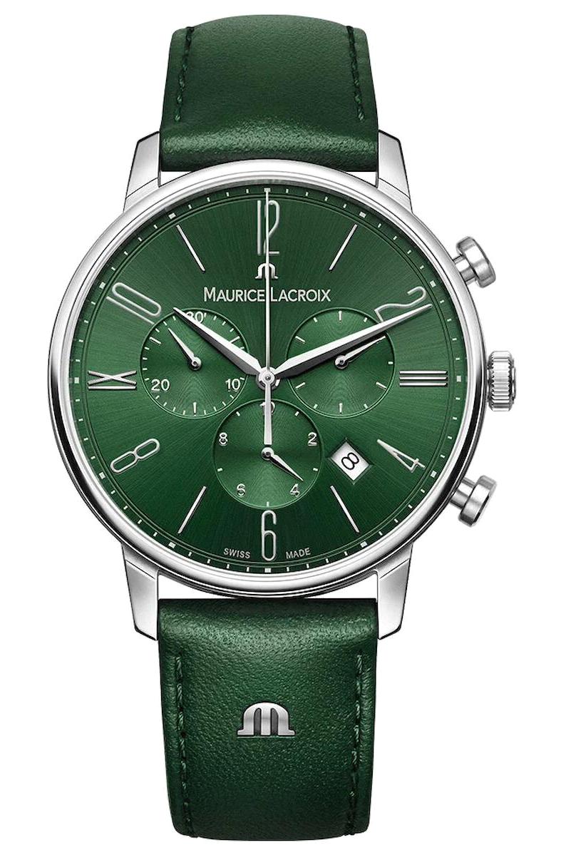 Maurice Lacroix ML-EL1098SS005620-5 Takvimli 40 mm Yeşil Deri Kordon Analog Erkek Kol Saati