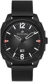 Pacomarine PM.61222.03 Takvimli 42 mm Siyah Çelik Kordon Analog Kol Saati