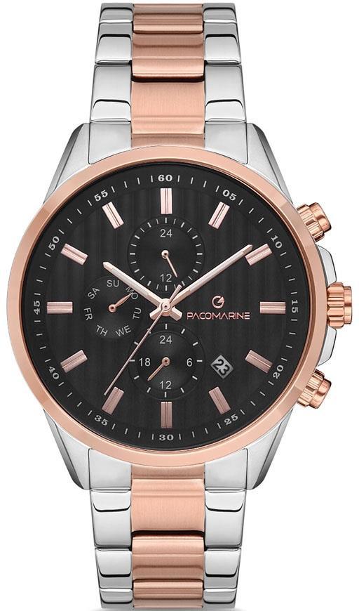 Pacomarine PM.51204.04 Takvimli 42 mm Gri-Rose Gold Çelik Kordon Analog Kol Saati