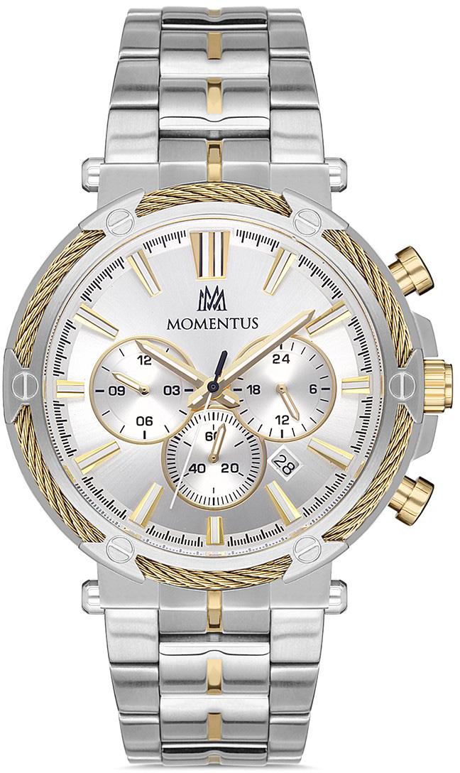 Momentus SM371T-02SG Takvimli 42 mm Çelik Kordon Analog Erkek Kol Saati