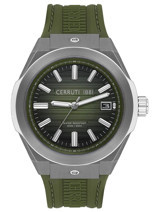 Cerruti 1881 CIWGN0042902 Takvimli Yeşil Silikon Kordon Analog Erkek Kol Saati