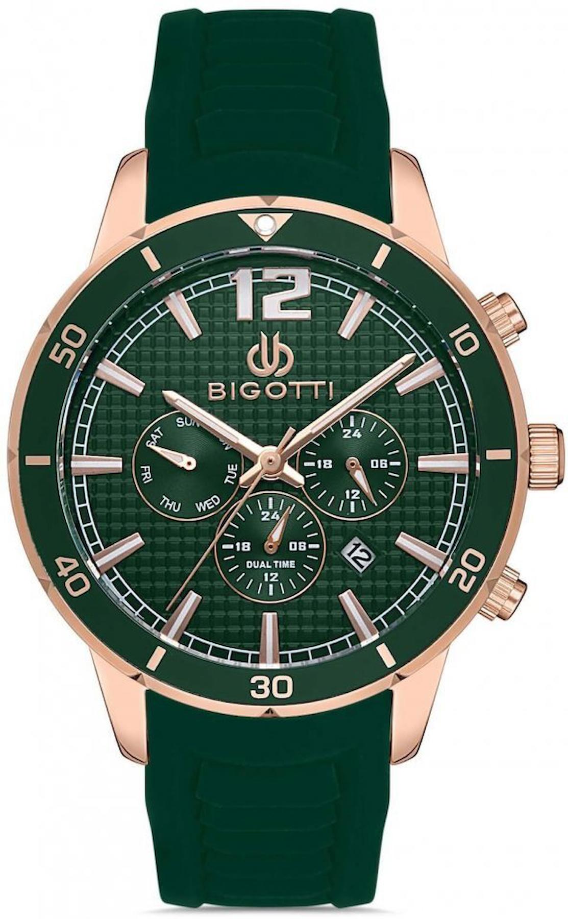 Bigotti BG.1.10288.5 Takvimli 43 mm Yeşil Silikon Kordon Analog Erkek Kol Saati