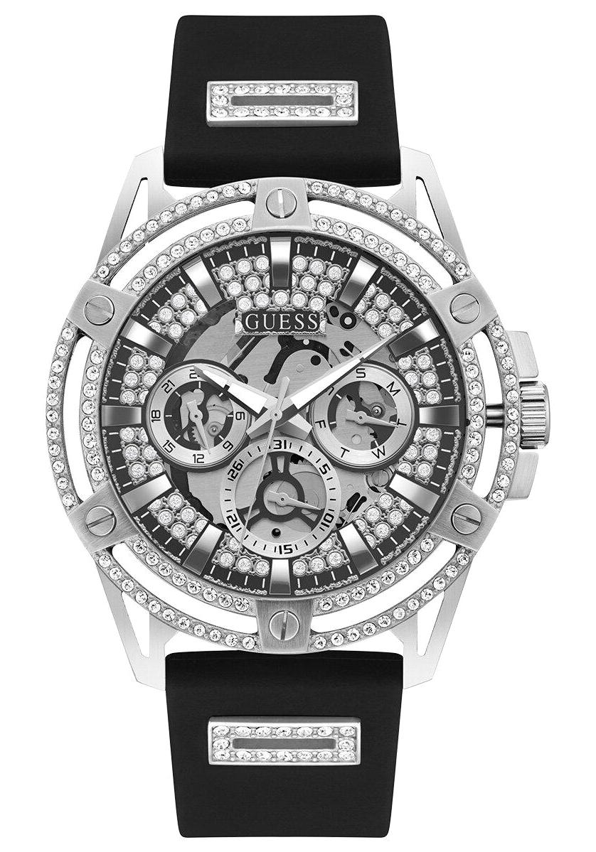 Guess GUGW0537G1 Pusulalı Takvimli Siyah Silikon Kordon Analog Erkek Kol Saati