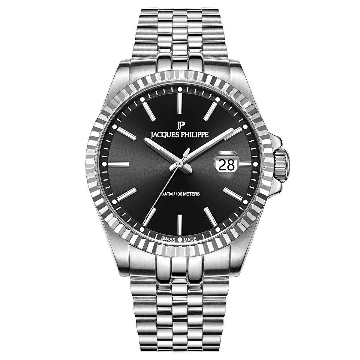 Jacques Philippe JPQGS591316 Takvimli 41 mm Çelik Kordon Analog Erkek Kol Saati