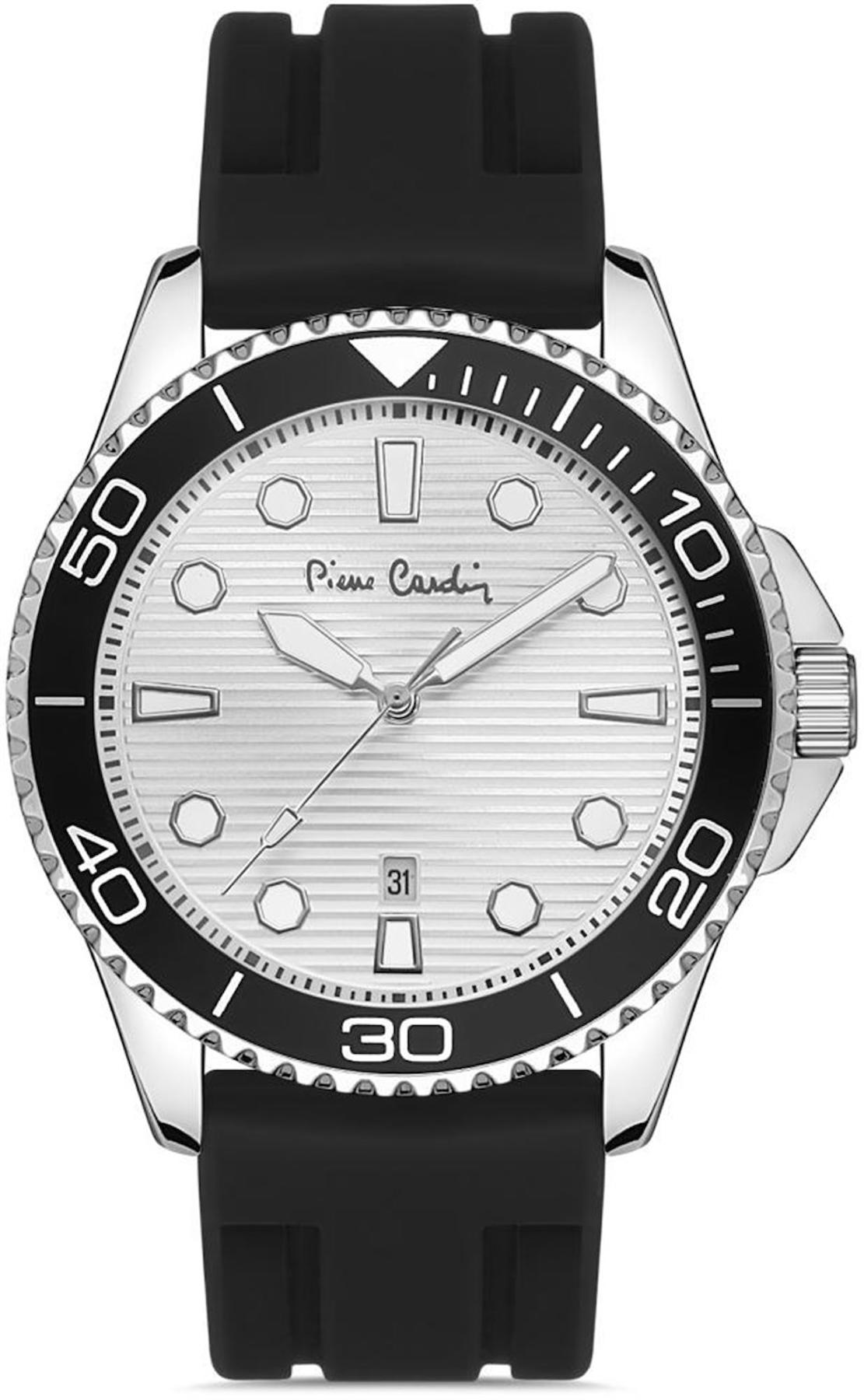 Pierre Cardin 800311F03 Takvimli 44 mm Siyah Silikon Kordon Analog Erkek Kol Saati