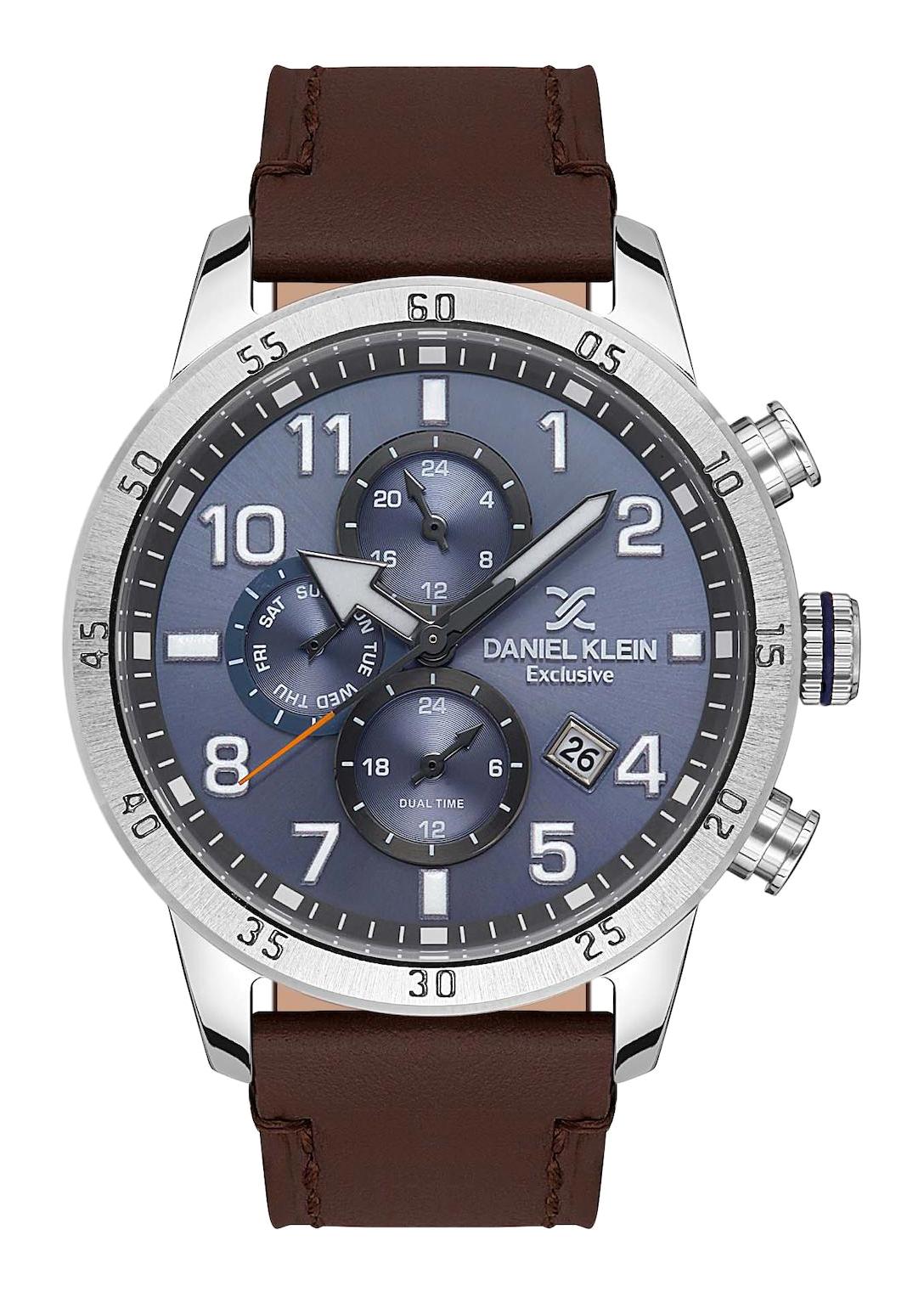 Daniel Klein DK.1.13539.3 Takvimli 44 mm Kahverengi Deri Kordon Analog Erkek Kol Saati