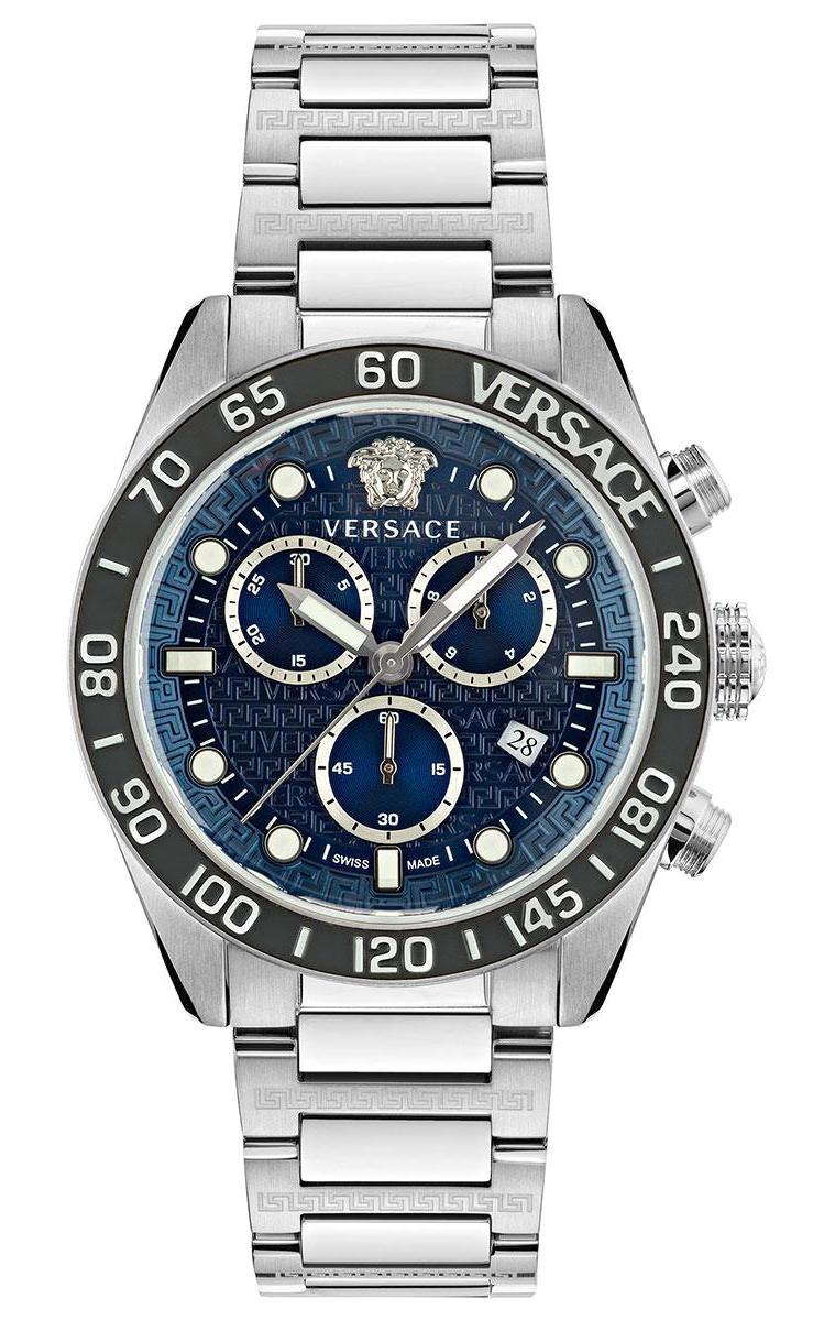 Versace VRSCVE6K00323 Takvimli 43 mm Çelik Kordon Analog Erkek Kol Saati