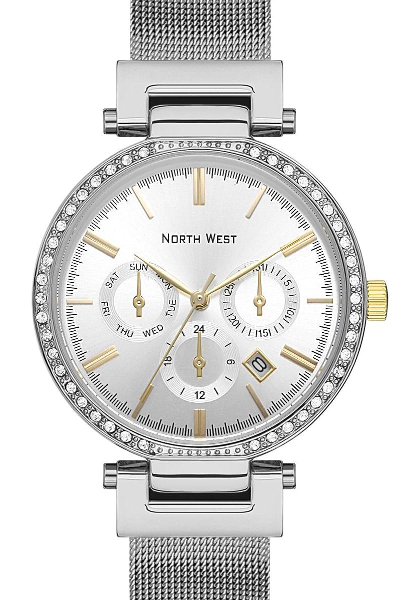 Northwest NW-2117-D Takvimli Gri Hasır Kordon Analog Kol Saati