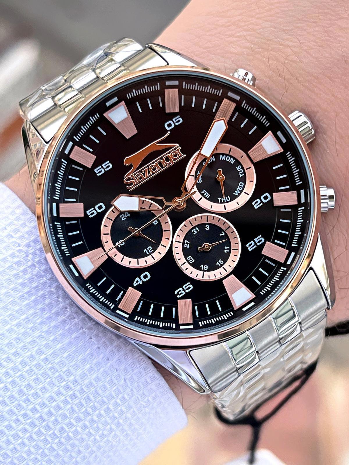 Slazenger SL.22631.2.04 Takvimli 48 mm Çelik Kordon Analog Erkek Kol Saati
