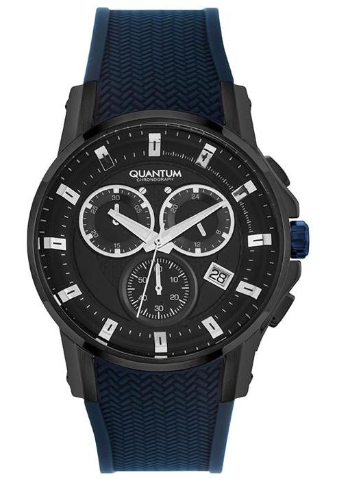 Quantum PWG751.669 Takvimli 45 mm Lacivert Silikon Kordon Analog Erkek Kol Saati
