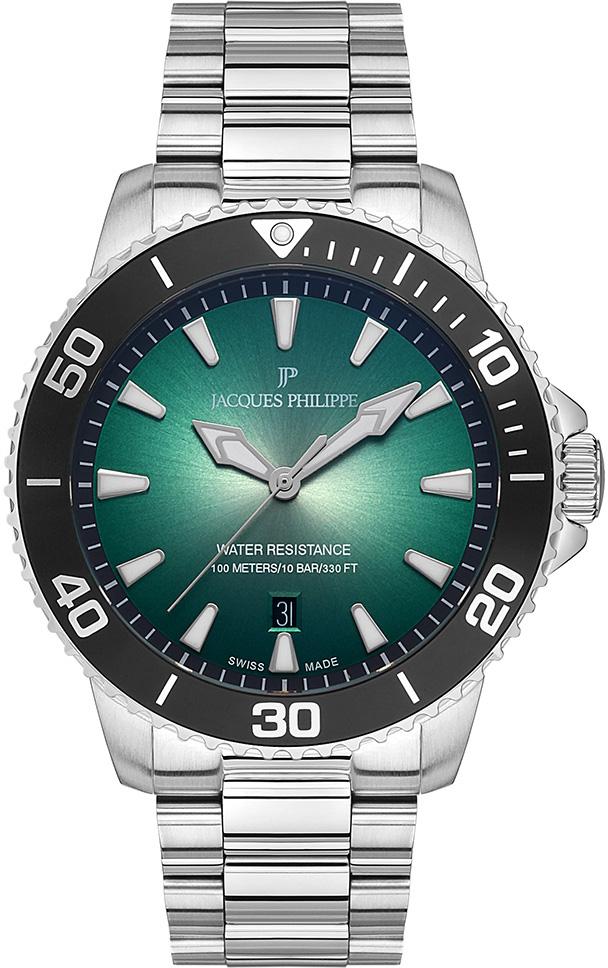 Jacques Philippe JPQGS1813X6 Takvimli 45 mm Çelik Kordon Analog Erkek Kol Saati