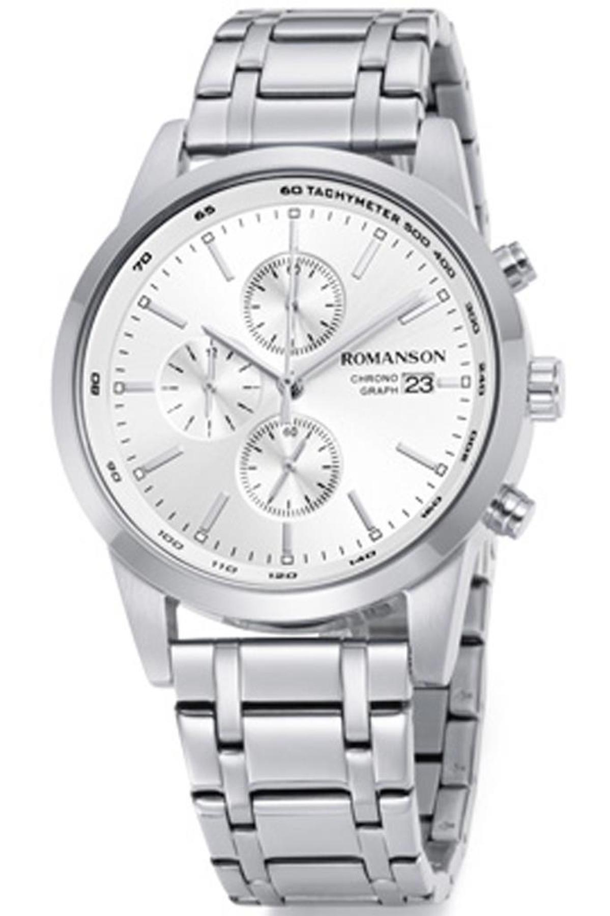 Romanson TM1B22HMWWAS2W Takvimli 44 mm Çelik Kordon Analog Erkek Kol Saati