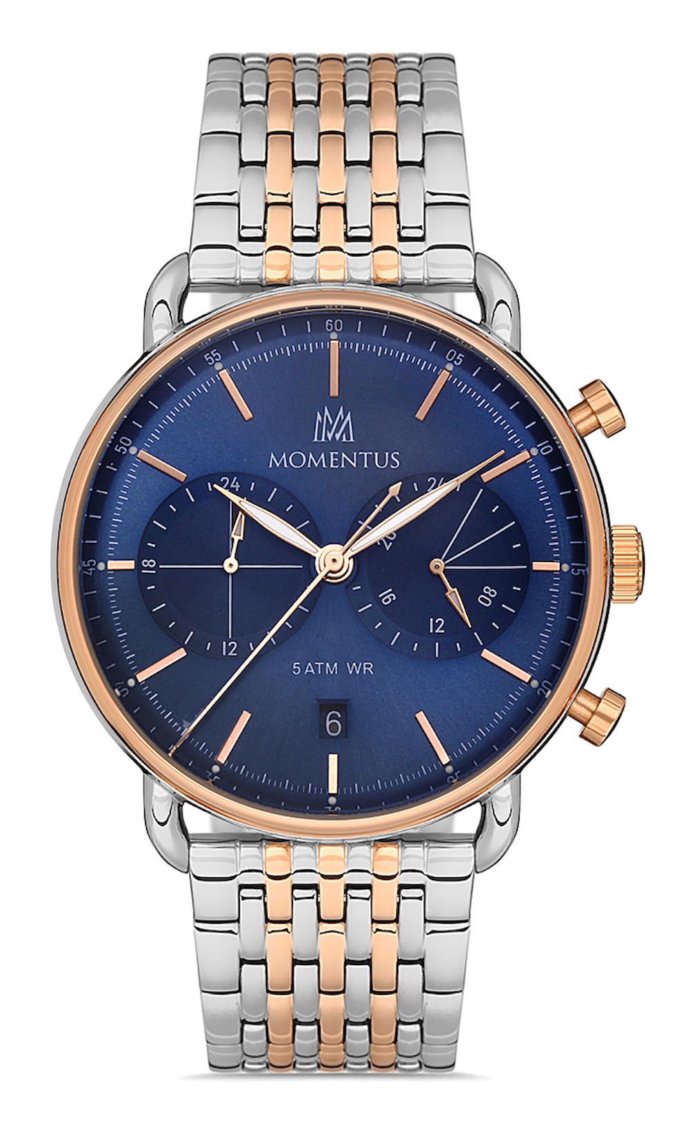 Momentus CC285T-11SR Takvimli 44 mm Çelik Kordon Analog Erkek Kol Saati