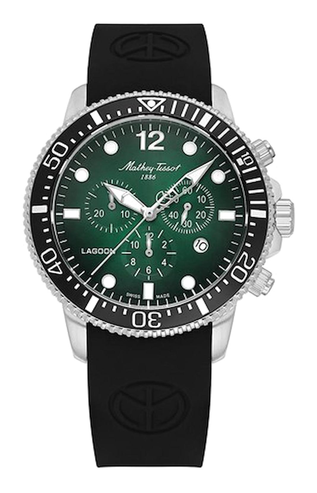 Mathey-Tissot H123CHALV Takvimli 42 mm Siyah Silikon Kordon Analog Kol Saati