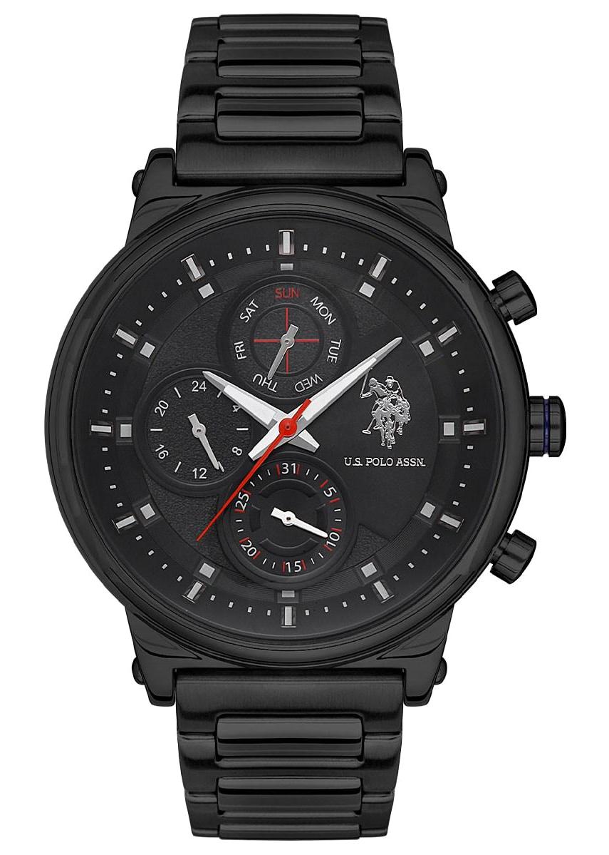 U.S. Polo Assn USPA1008-12 Takvimli 46 mm Siyah Çelik Kordon Analog Erkek Kol Saati