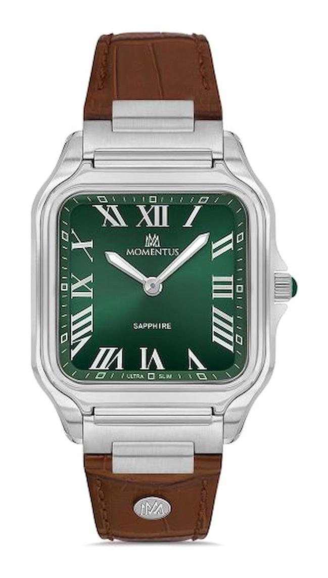 Momentus EM348S-15KS Takvimli 38 mm Kahverengi Deri Kordon Analog Erkek Kol Saati