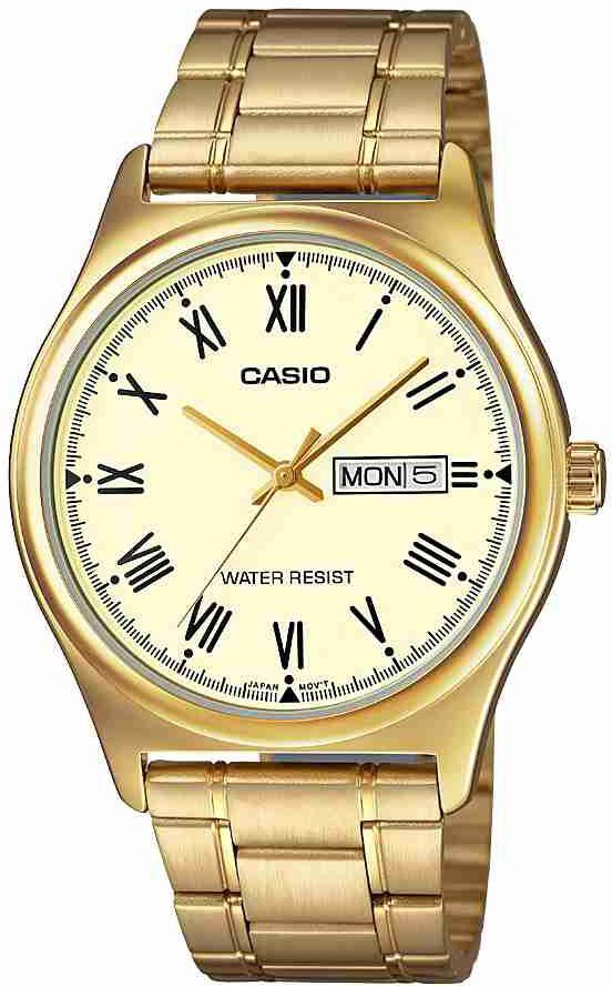 Casio MTP-V006G-9BUDF Takvimli 38 mm Altın Çelik Kordon Analog Kol Saati