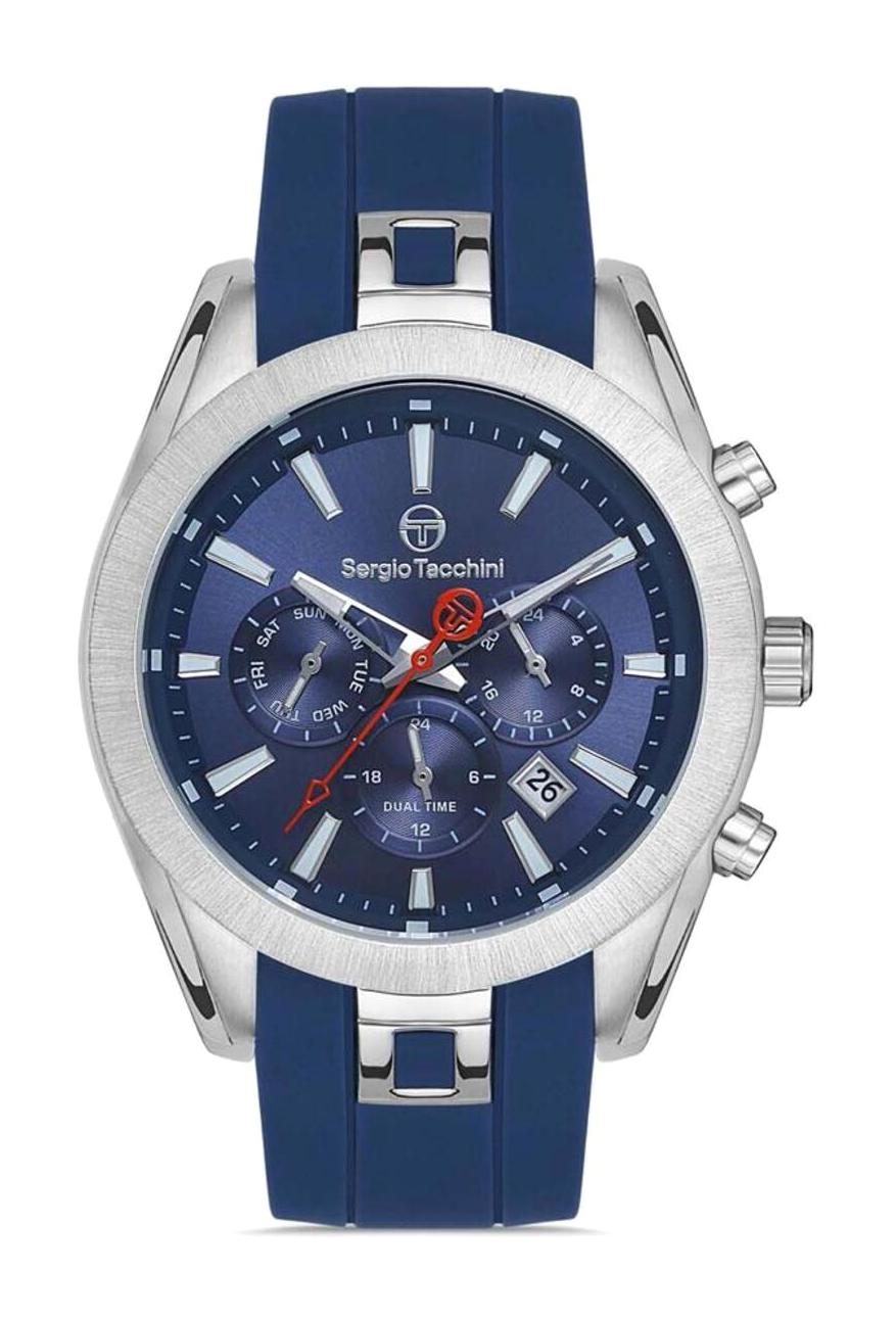 Sergio Tacchini ST.1.10334.2 Takvimli 45 mm Mavi Silikon Kordon Analog Erkek Kol Saati